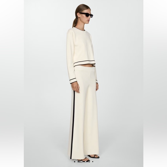 Mango Pants - Mango Striped Knitted Cream Trousers, new with tags